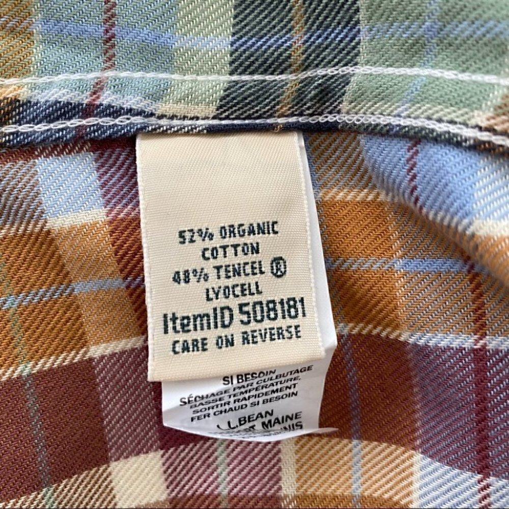 L.L. Bean plaid button down shirt in cotton & lyocell blend fabric, petite - Picture 8 of 9
